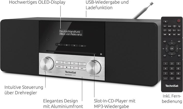 Produktbild TechniSat DigitRadio 3 ASA schwarz/silber (DAB+, FM, Bluetooth)