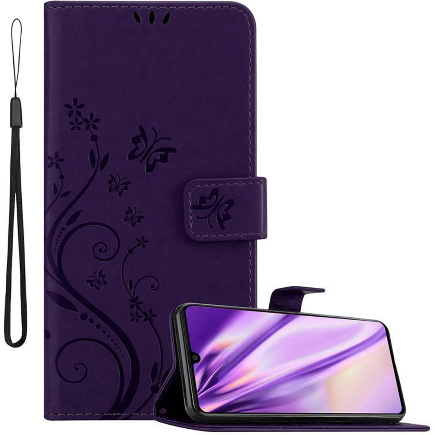 Cadorabo Flower Book Cover (Samsung Galaxy A41), Smartphone Hülle, Violett