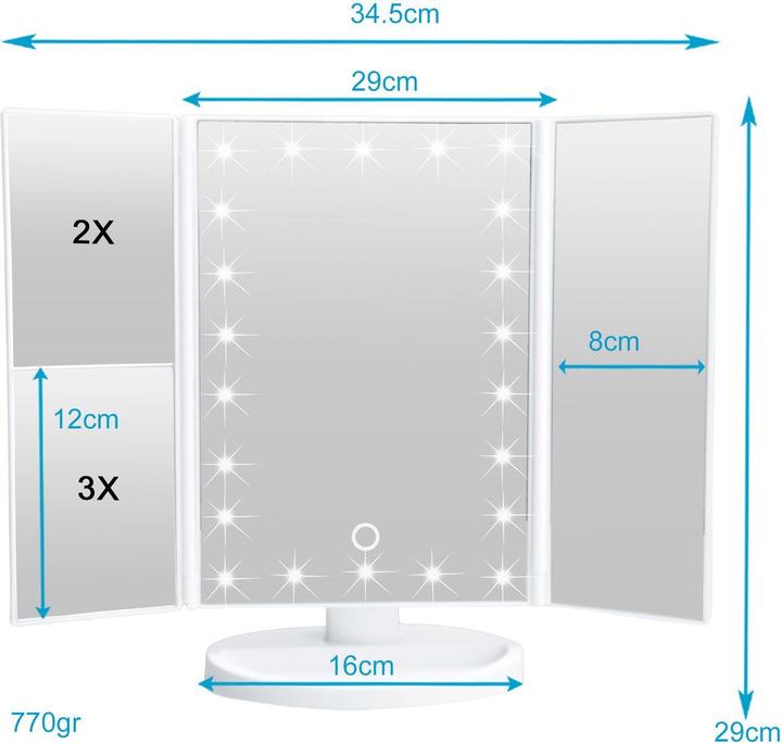 Actual product image Intirilife Make-up mirror with LED