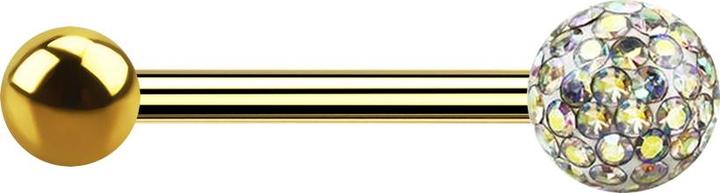 Actual product image Star Piercing Gold-plated barbell with ball and crystal ball multicolour epoxy protective layer (without brass, Titanium)