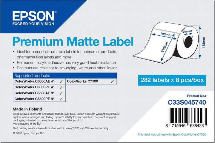 Produktbild Epson Premium Matt permanenter Acrylklebstoff (10.50 cm)
