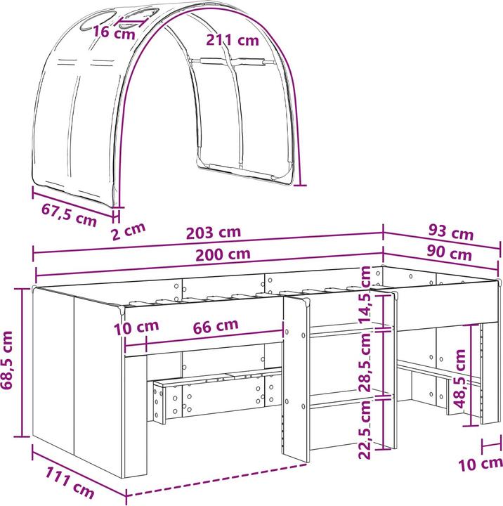 Produktbild vidaXL Bettrahmen (90 x 200 cm)