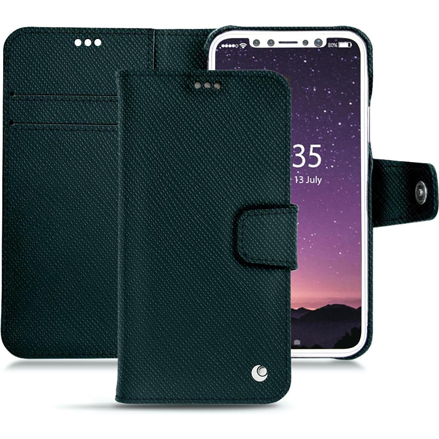 Noreve Lederschutzhülle Wallet (Apple iPhone X), Smartphone Hülle, Grün