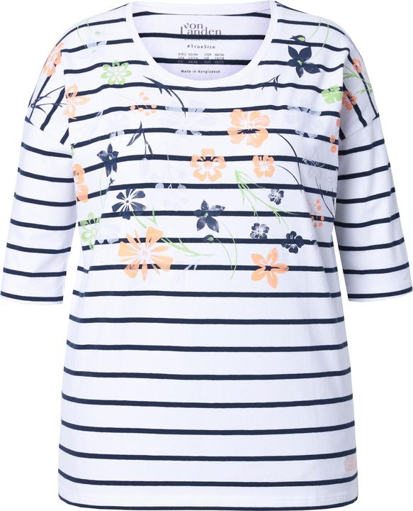 Produktbild Ulla Popken T-Shirt, Ringel, Blüten, oversized, Rundhals, Halbarm (42, 44)