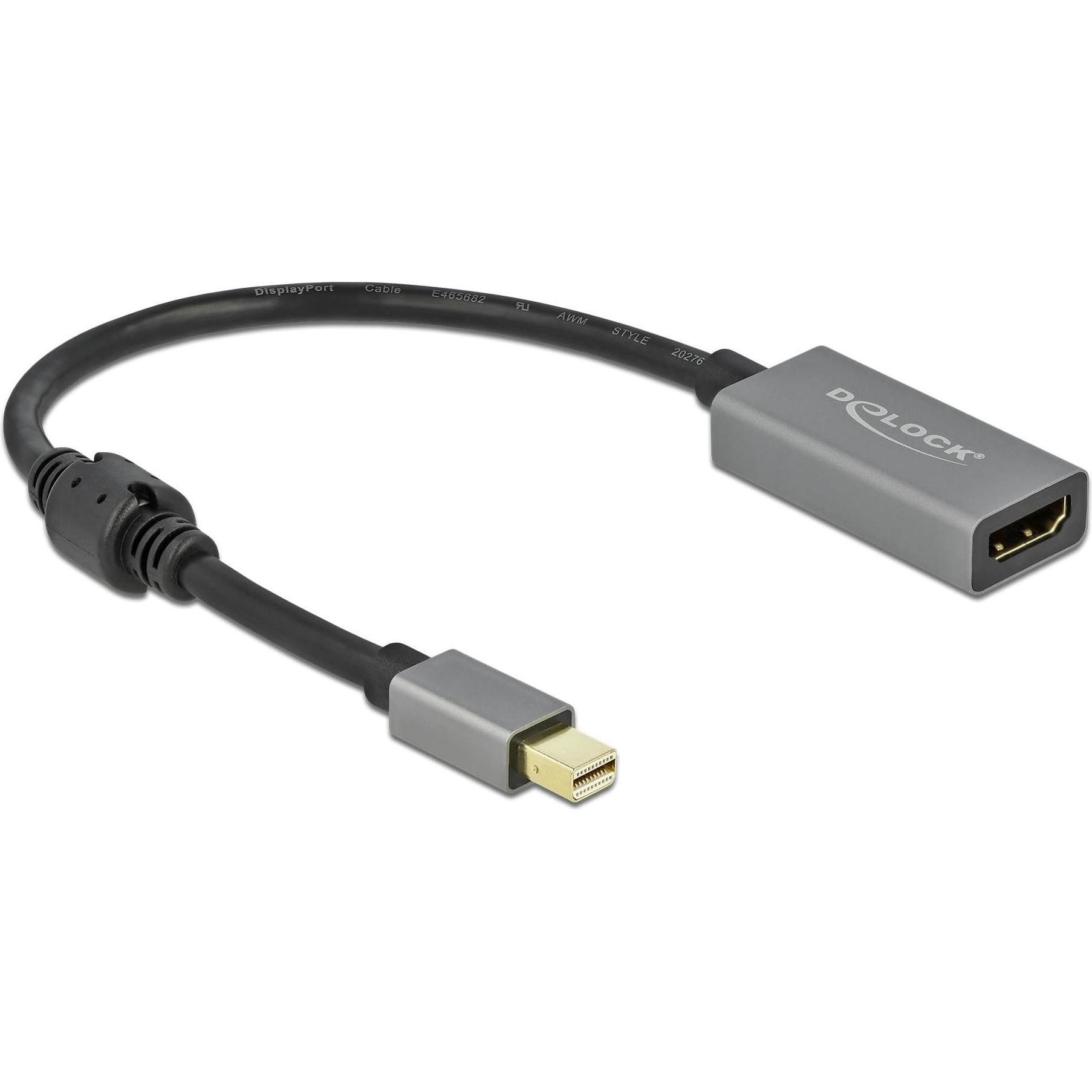 Delock Mini-DisplayPort zu (Mini DP, 20 cm), Data + Video Adapter, Grau