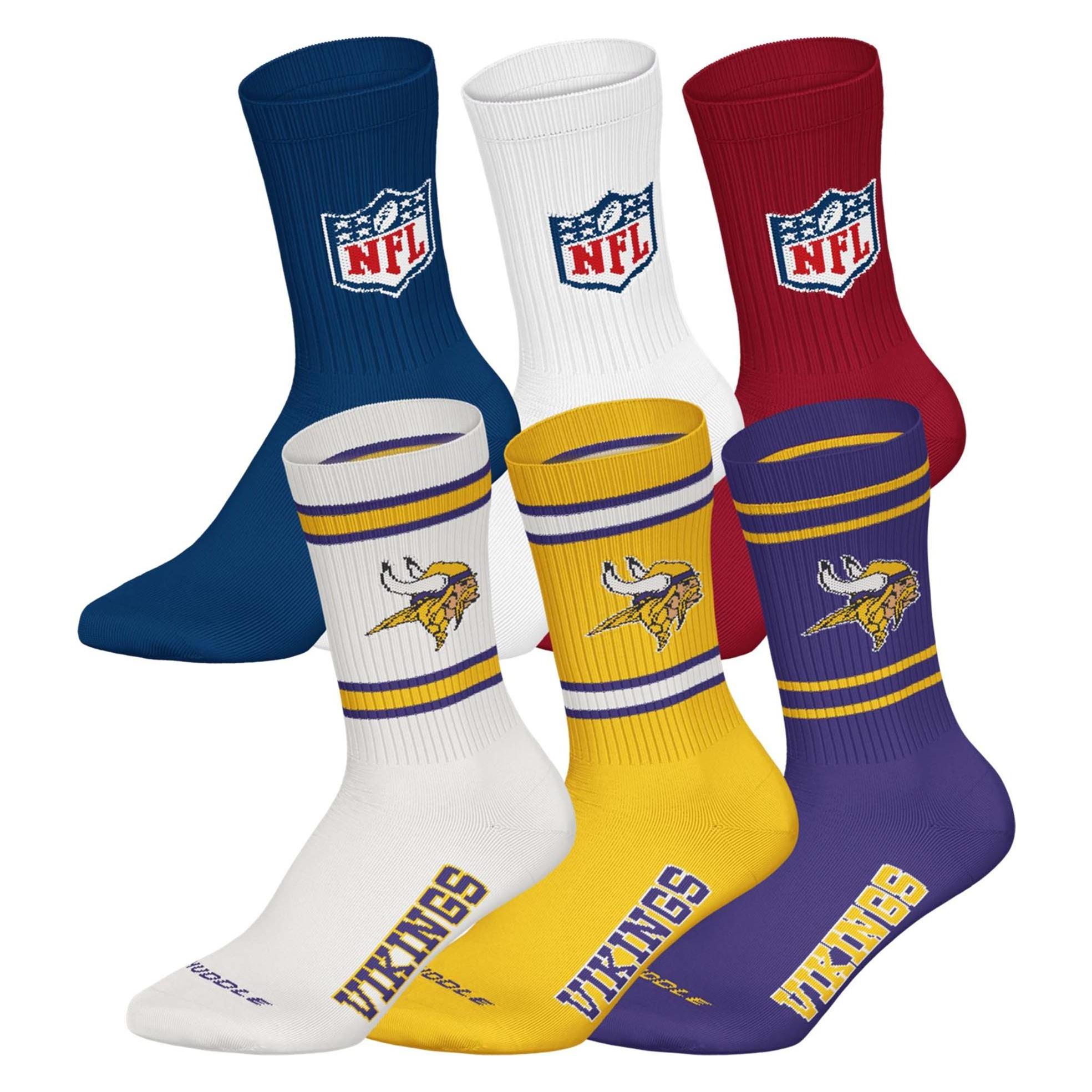 Nfl, Unisex, Socken, Socken Sportlich Stretch 6Pack Crew Socks, Mehrfarbig, (6er Pack, 39 - 42)