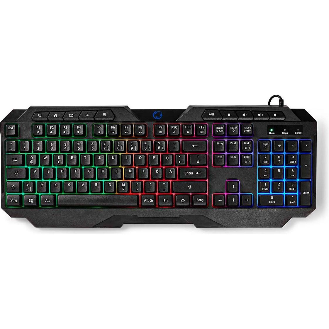 Nedis Wired Gaming Keyboard USB Type-A Folientasten LED QWERTZ DE-Layout Netzkabellänge: (DE, Kabelgebunden), Tastatur, ...
