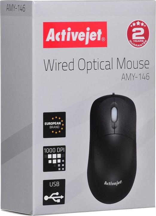 Produktbild Activejet AMY-146 Maus Beidhändig USB Typ-A Optisch 1000 DPI (Kabelgebunden)
