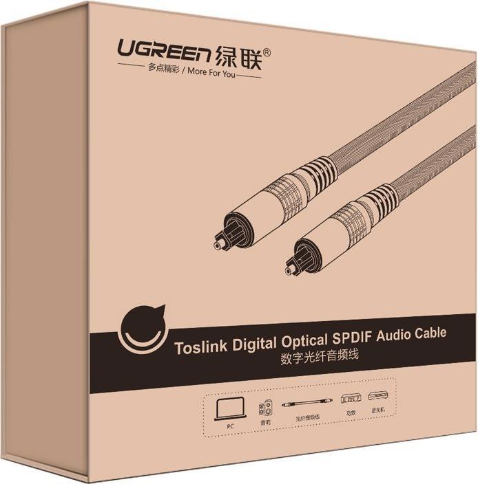 Productafbeelding Ugreen AV108 Toslink audio optische kabel, gevlochten aluminium, 1m (grijs) (1 m, TOSLINK)