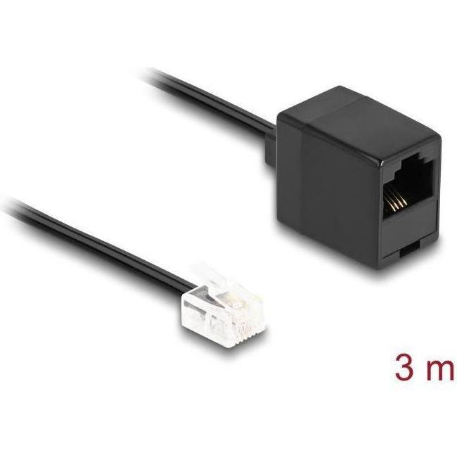 Delock Telefonkabel RJ11 Stecker zu RJ45 Buchse schwarz 3 m, Telefon Zubehör