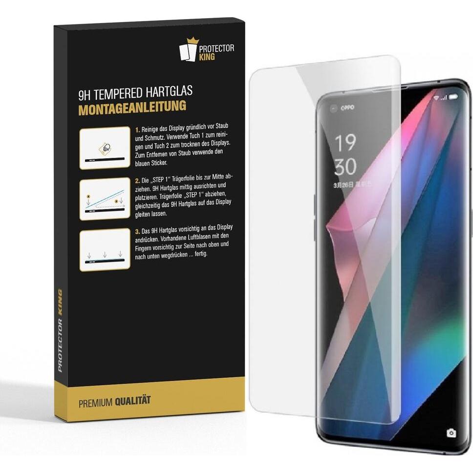 Thumbnail - Protectorking 1x echtes Tempered 9H Panzerhartglas 3D KLAR (1 Stück, Oppo Find X3 Pro), Smartphone Schutzfolie