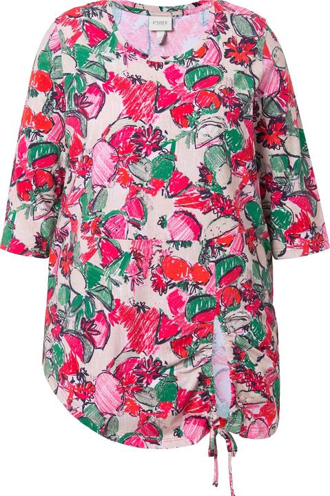 Image du produit Ulla Popken Long T-Shirt, Bande À L'Ourlet, Encolure Ronde, Manches 3/4, Coton Bio (46, 48)