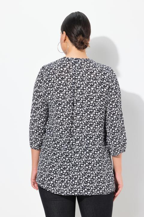 Produktbild Ulla Popken Bluse, A-Linie, Smok-Einsatz, farbiges Minimalmuster (46, 48)