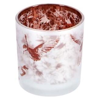 Lantaarn, Theelichthouder Kolibri S Wit/bruin Glas (S)