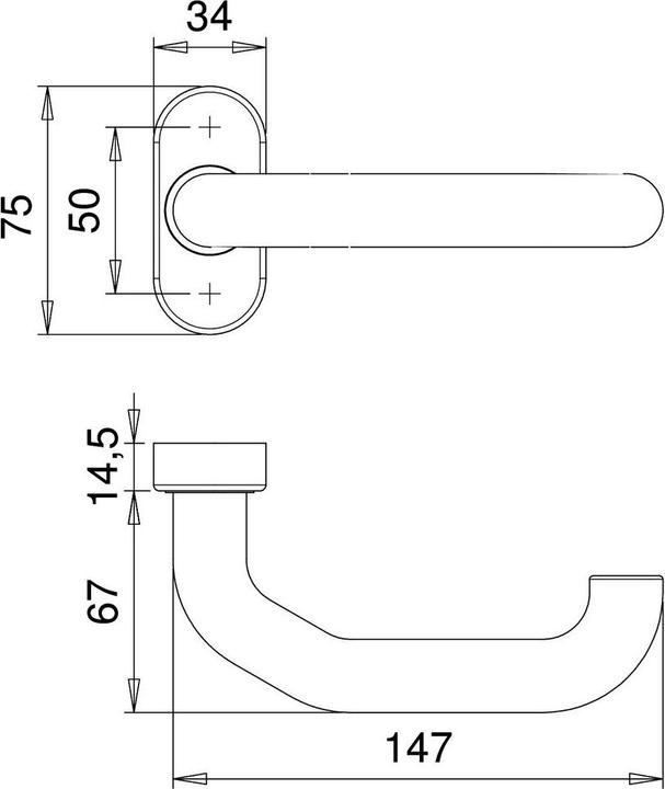 Productafbeelding EDI Brandbeveiligingshendel diafragma deel 1800/2133 roestvast staal EST geslingerd vierkant 9 mm (Deurgreep)