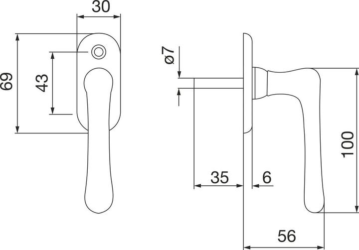 Produktbild Grundmann Fenstergriff ELEGANT 504H - sichtbar geschraubt, 7x35, Messing poliert