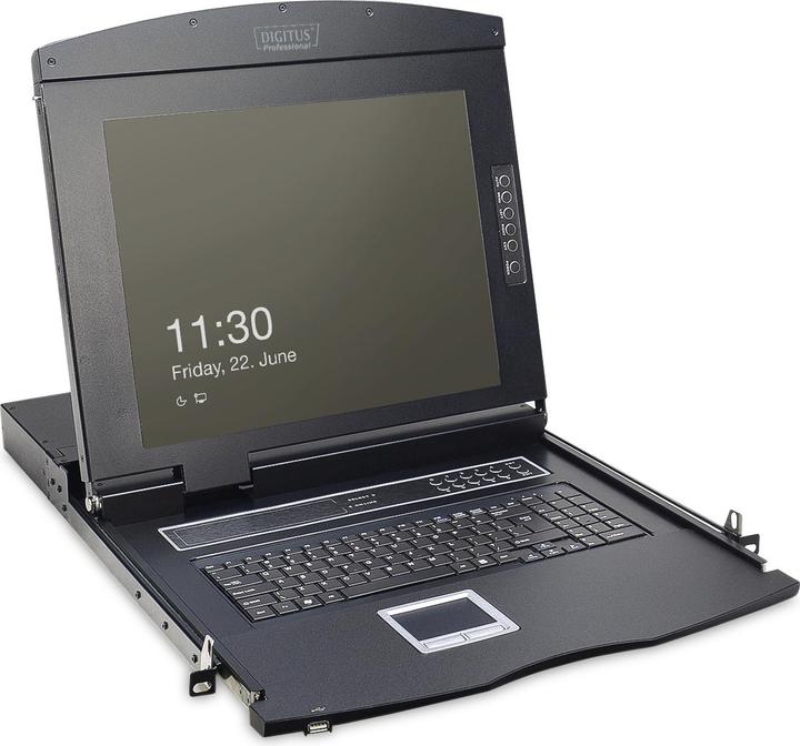 Digitus Modulare Konsole mit 17" TFT (43,2cm), 8-Port KVM & Touchpad, deutsche Tastatur