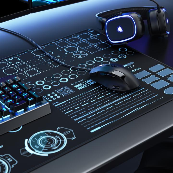 Produktbild Titanwolf Gaming Mauspad, 900 x 400mm XXL Speed Gaming Mausmatte, Mousepad Extragrosse Fläche, HUD Future (XXL)