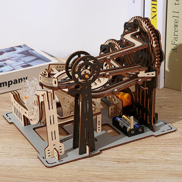Produktbild The Toy Company 3D Holz Kugelbahn, Murmelbahn Puzzle aus Holz, batteriebetrieben