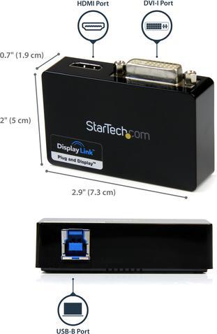 Immagine prodotto StarTech Adattatore Video USB 3 Hdmi/Dvi (USB, DVI, 7.30 cm)