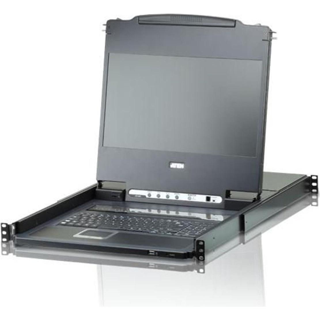 Aten CL6708MW FR Switch KVM a guida singola 8 porte 17,3" LCD (USB DVI) FR layout, Switch KVM, Nero