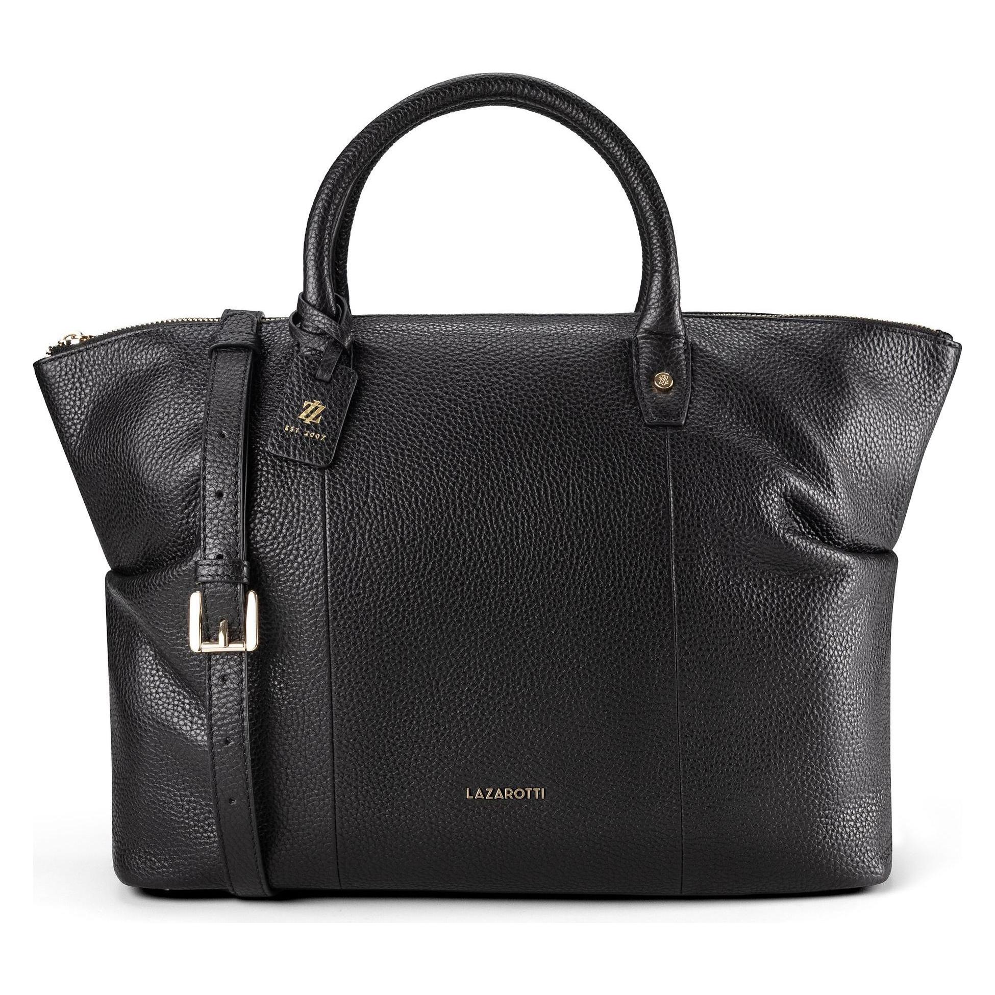 Lazarotti, Tasche, Bologna Leather Shopper Tasche Leder 36 Cm, Schwarz, (10 l)