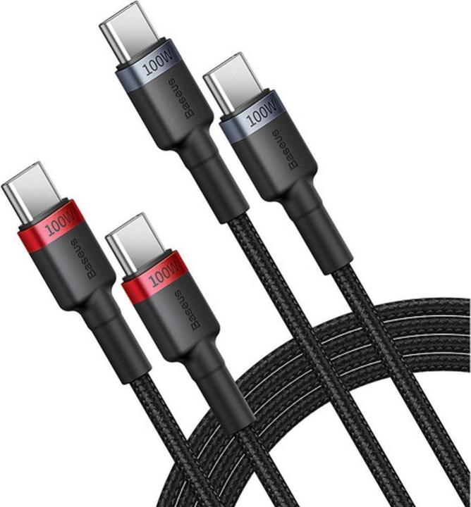 Immagine prodotto Baseus Cafule Cavo USB-C / USB-C 100W 1 m - rosso-nero e nero-grigio (2 pezzi) (1 m, USB 2.0, 100 W)