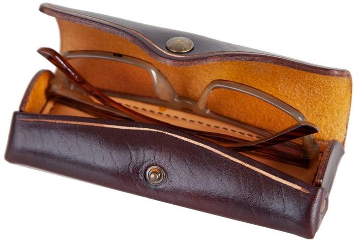Actual product image Mika Glasses case, small, saddle leather, press stud, brown