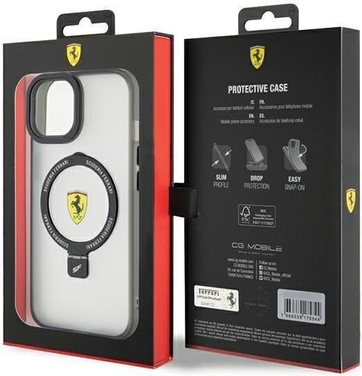 Actual product image Ferrari FEHMP15MUSCAH iPhone 15 Plus / 14 Plus 6.7" transparent hardcase Ring Stand 2023 Collection (Apple iPhone 14 Plus, Apple iPhone 15 Plus)