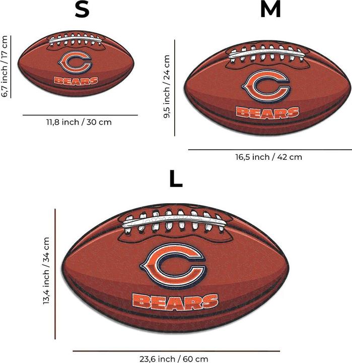 Produktbild Iconic NFL - Chicago Bears – Football mit Logo - Holz Puzzle Grösse S (150 Teile) (150 Teile)