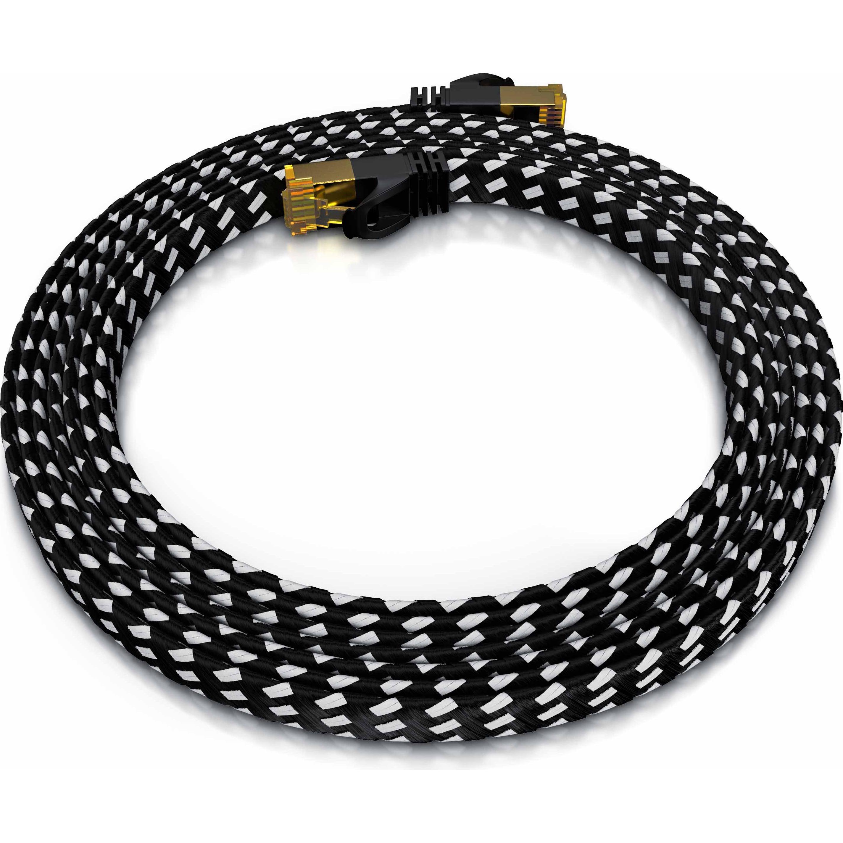 Thumbnail - Primewire CAT 7 Netzwerkkabel Flach Baumwollmantel - LAN Patchkabel Datenkabel - Flachbandkabel - Verlegekabel (U/FTP, C...