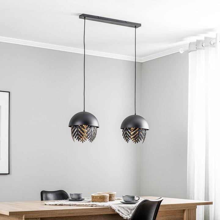 Actual product image Lucande Aparas 2 pendant light Black/Gold (E27)