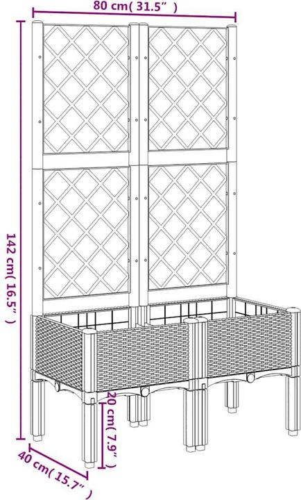 Image du produit vidaXL Pflanzkübel mit Rankgitter PP