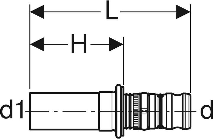 Produktbild Geberit Mepla overgang på Mapress d=26 mm, d1=22 mm (26 mm)