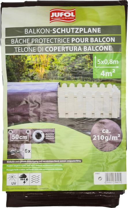 Produktbild Jufol Balkon-Schutzplane 0,8x5 m braun dreilagig wasserdicht reissfest mit Ösen (5 x 0.80 m)