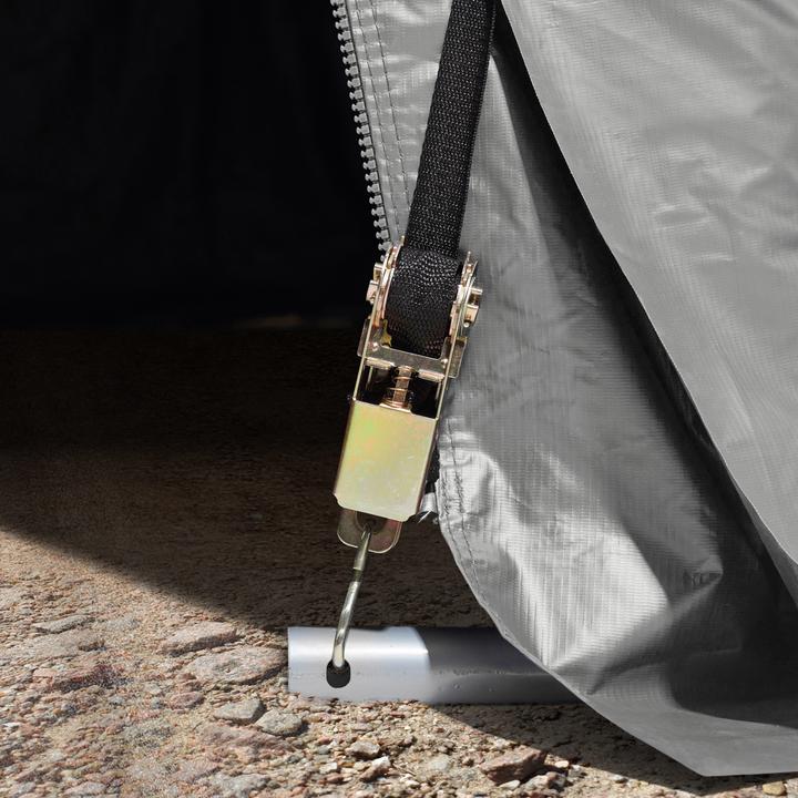 Actual product image Toolport Zeltgarage ca. 3,3 x 6,2 m PREMIUM Carport PE 600 N Plane Unterstand Lagerzelt Garage in dunkelgrau