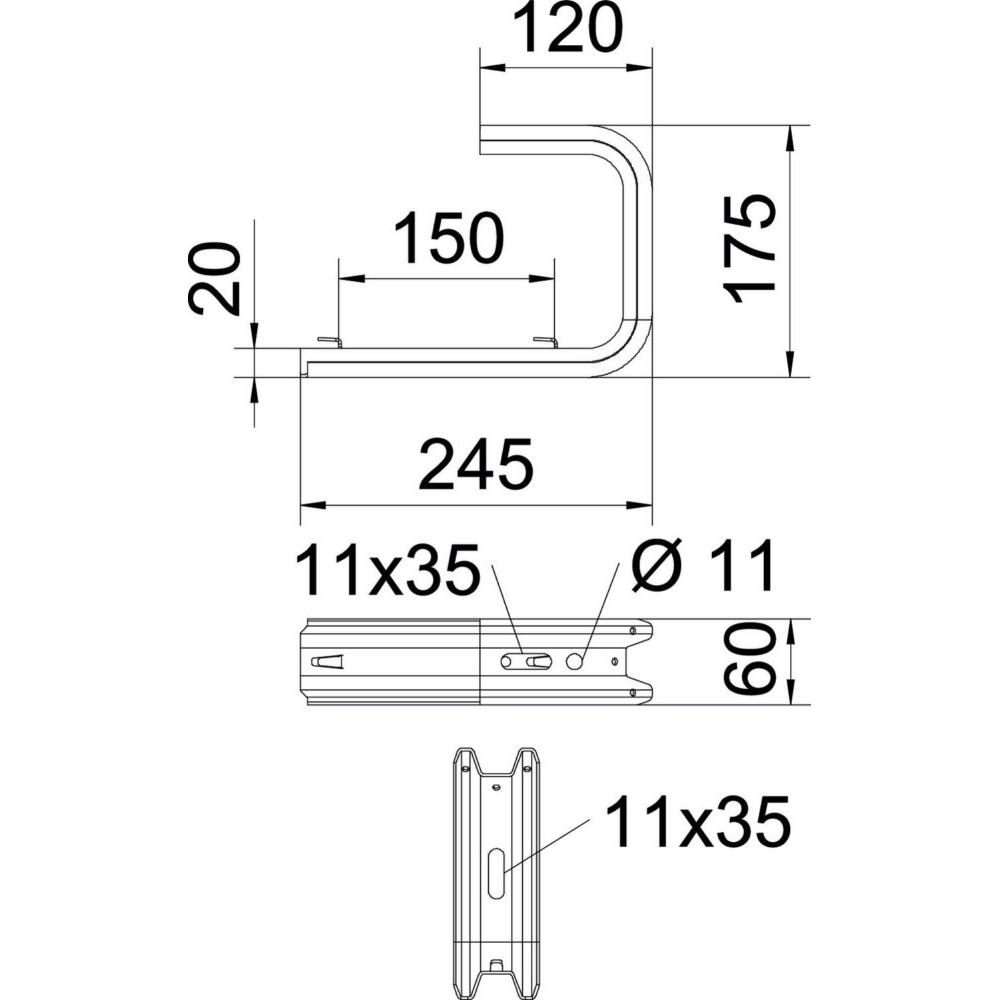 Thumbnail - OBO Bettermann BETTERMA TPDG 245 FS Wand- und Deckenbügel für Gitterrinne B2 TPDG245FS, Notebook Netzteil, Silber