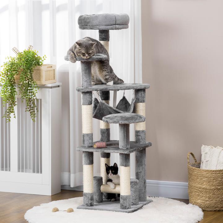 Immagine prodotto PawHut Albero per gatti con amaca (132 cm, Dgrey)