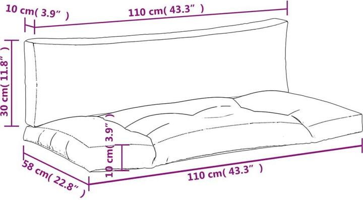 Image du produit vidaXL Ensemble salon de jardin avec coussins (110 x 58 x 10 cm)