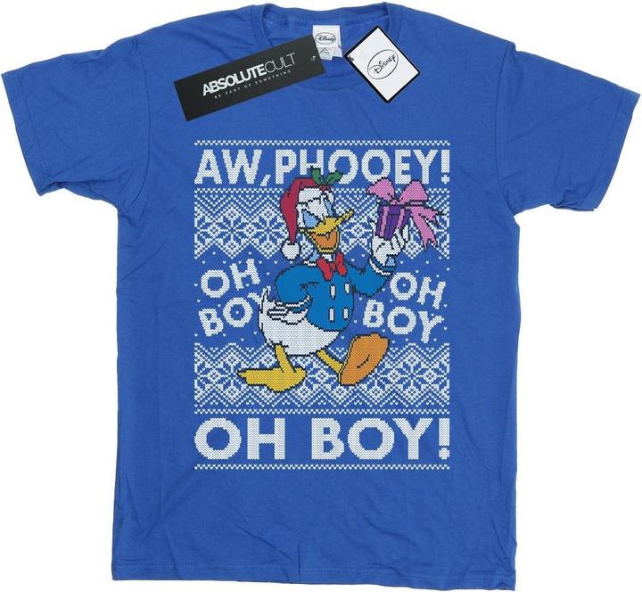 Actual product image Disney Womens/Ladies Donald Duck Christmas Fair Isle Cotton Boyfriend T-Shirt (S)