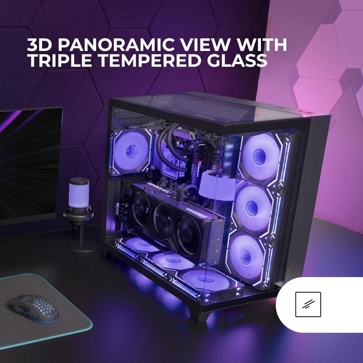 Immagine prodotto Mars Gaming Boitier Moyen Tour Atx Mc-3c RGB Avec Panneaux Vitrés (Noir) (ATX, mATX, Mini-ITX)