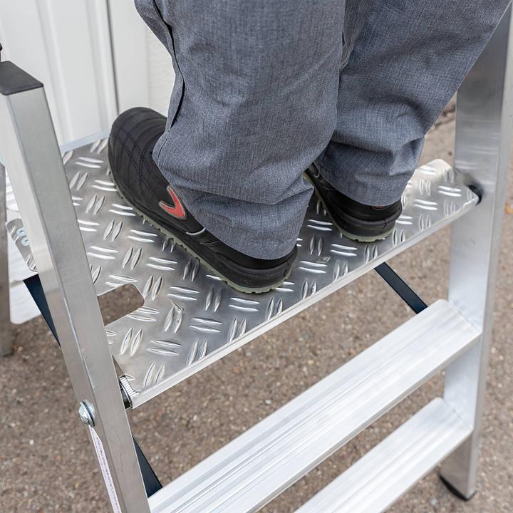 Actual product image Munk Folding steps double sided aluminium natural 3 steps (Folding step, 47 cm)