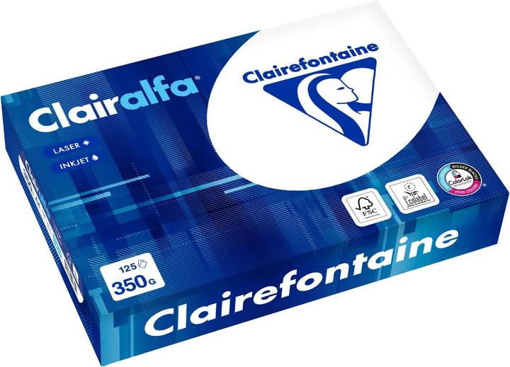 Produktbild Clairefontaine Multifunktionspapier Clairalfa A4 210x297mm 350g/qm weiss VE=125 Blatt (350 g/m², A4)
