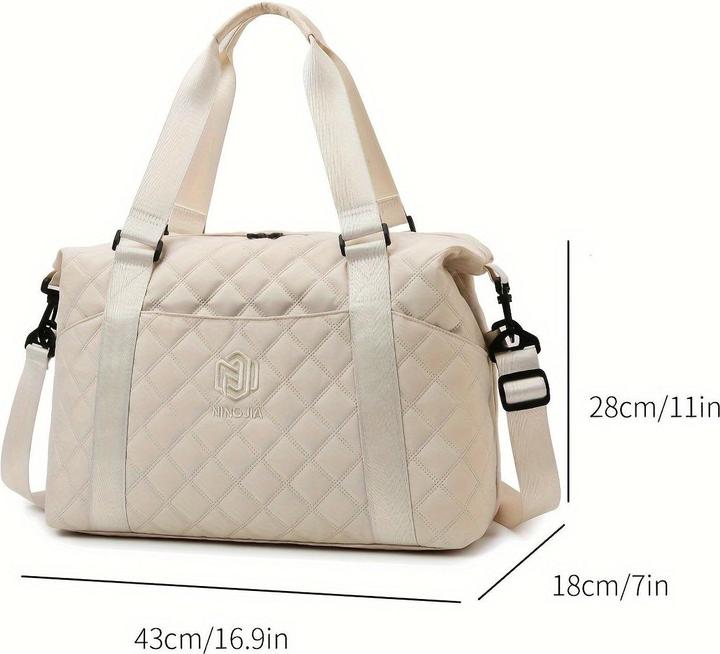Actual product image Only-Bags.Store Large capacity Travel Duffle Bag with Argyle pattern, solid colour, Overnight Tote with