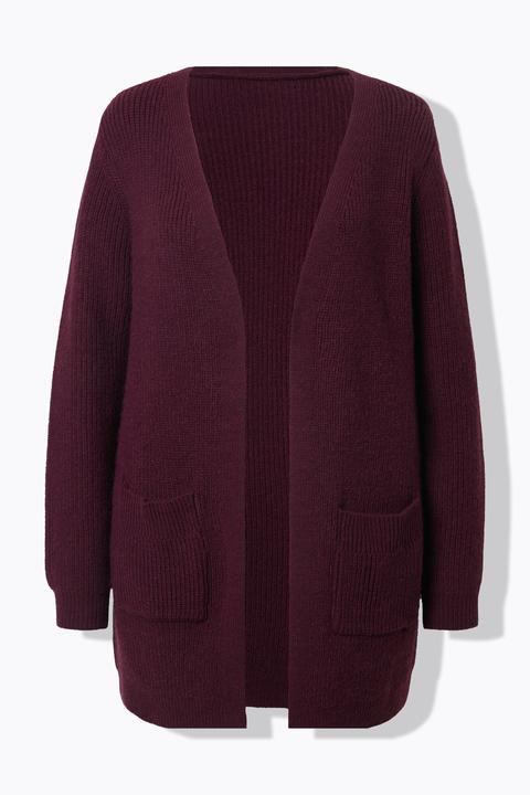 Produktbild Ulla Popken Long-Strickjacke, Knopfverschluss, V-Ausschnitt, Langarm (54)