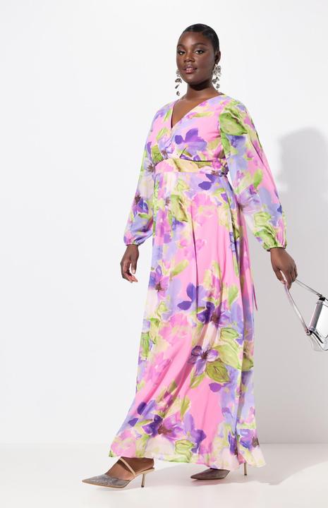 Produktbild Ulla Popken Abendkleid, doppellagig, V-Ausschnitt, Langarm (54)