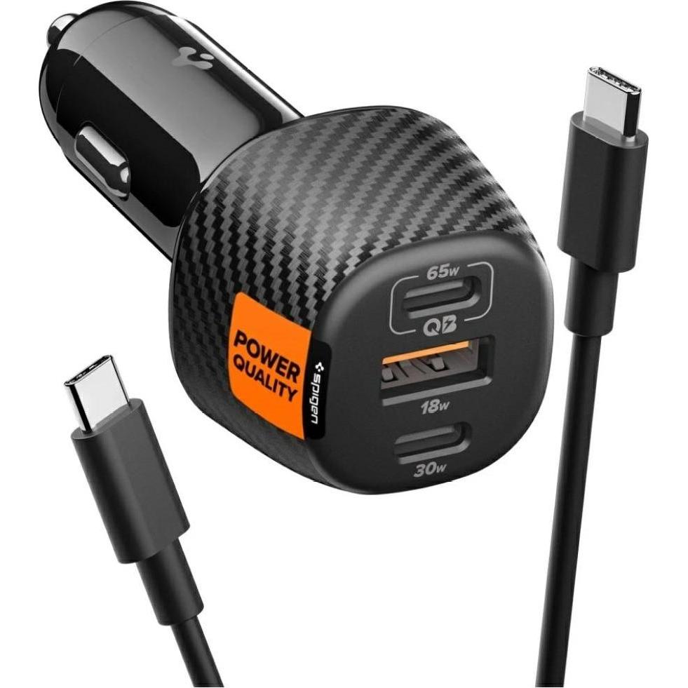 Spigen Essential 113W Car Charger EV1133 black, Adattatore per auto, Nero