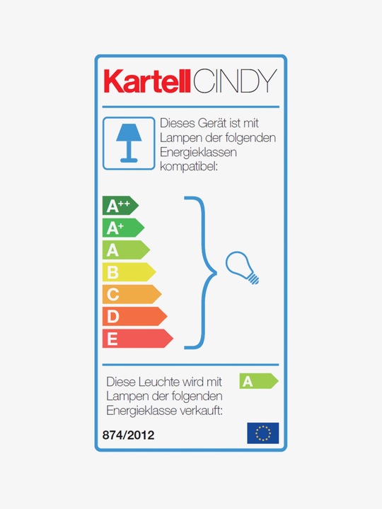 Label énergétique Kartell Lampe de table CINDY platine (E27)