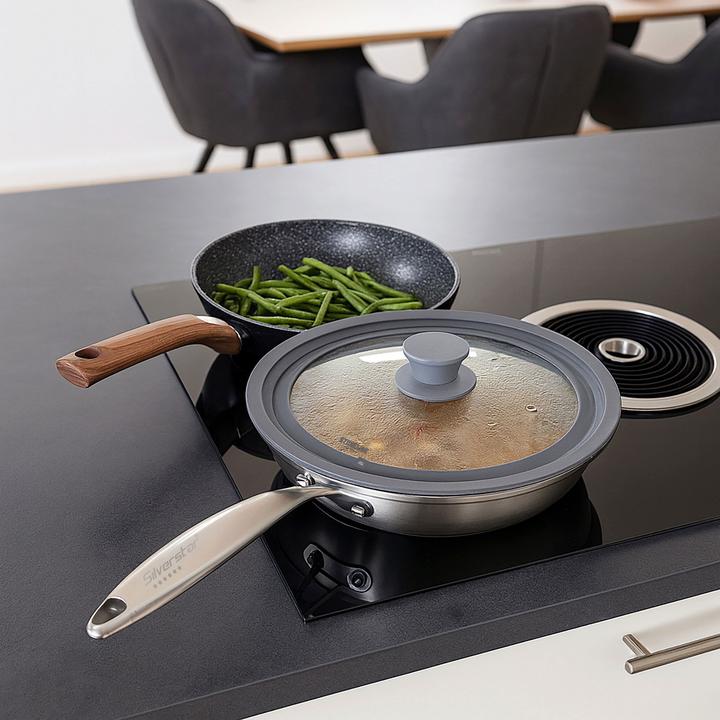 Actual product image Stoneline Universal glass lid 13406 Lid, Diameter 16/18/20 cm, Transparent (20 cm, Glass, Plastic)