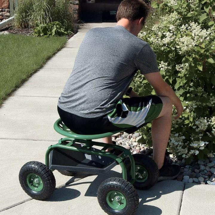 Produktbild Hermex Fahrbarer Gartensitz Rollsitz Gartenhocker Gartenwagen Sitzwagen (130 kg)